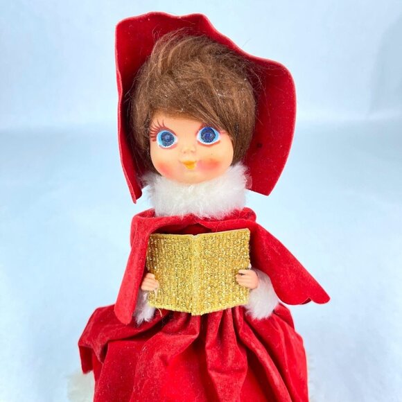 Vintage Christmas Caroler Musical Doll Animated Wind Up Made in Japan - Picture 2 of 11